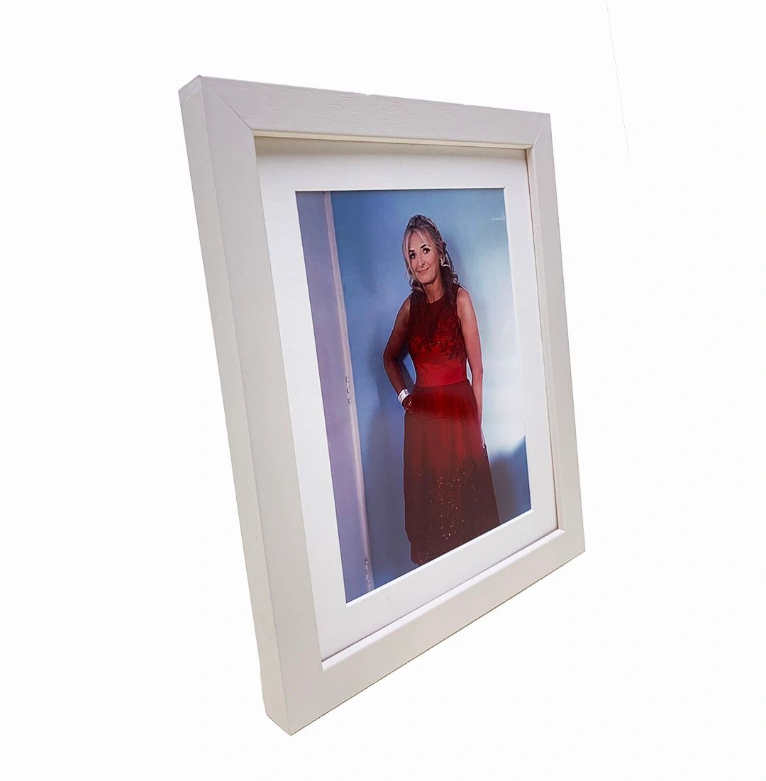 A102LWNM Limed (Warm) White Wood Grain Frame with 1" narrow mount